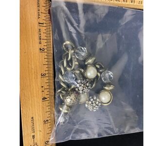 Statement Necklace Gold‎ Tone Chain Faux Pearl Rhinestone Beaded Chain